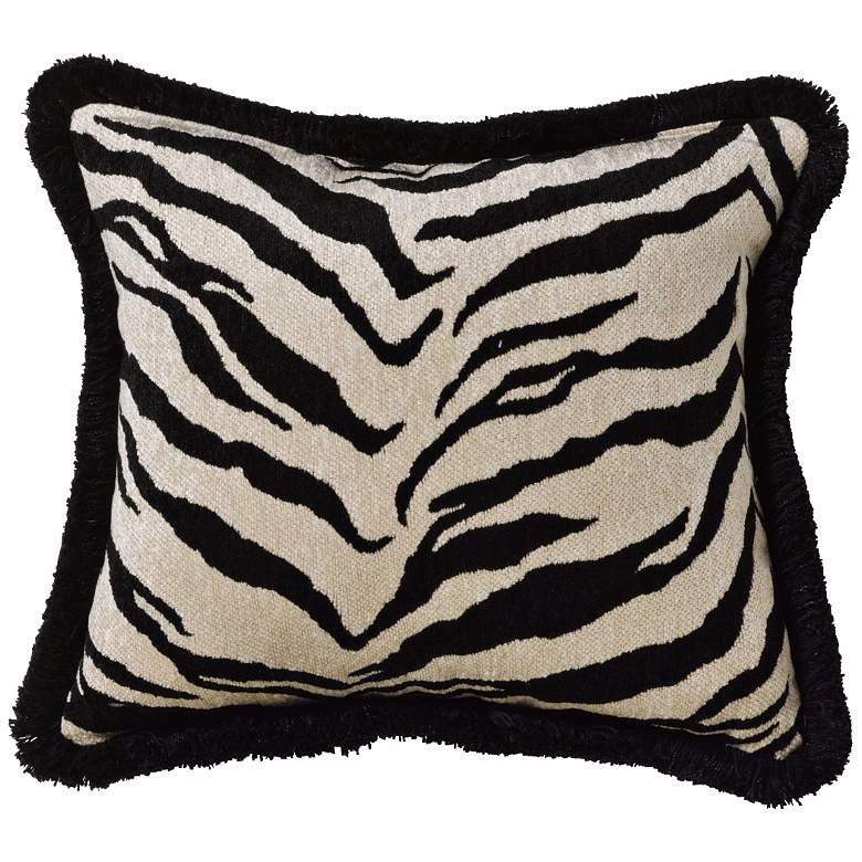 Image 1 Black Fringe Zebra Rectangular Pillow