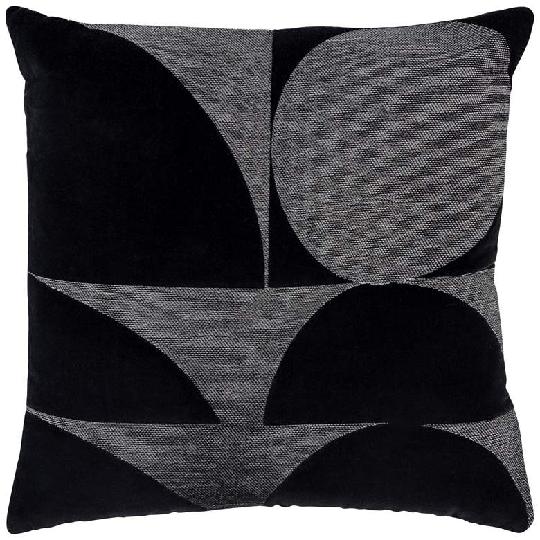 Image 1 Black Geometric 20 inch x 20 inch Down Filled Throw Pillow
