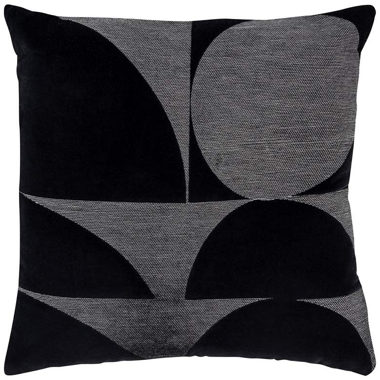 Image 1 Black Geometric 20 inch x 20 inch Poly Filled Throw Pillow