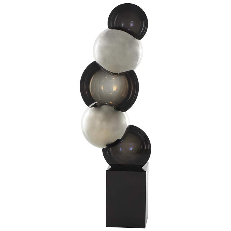 Image 1 Black Glass Modern Sculpture, 6" x 4" x 18"