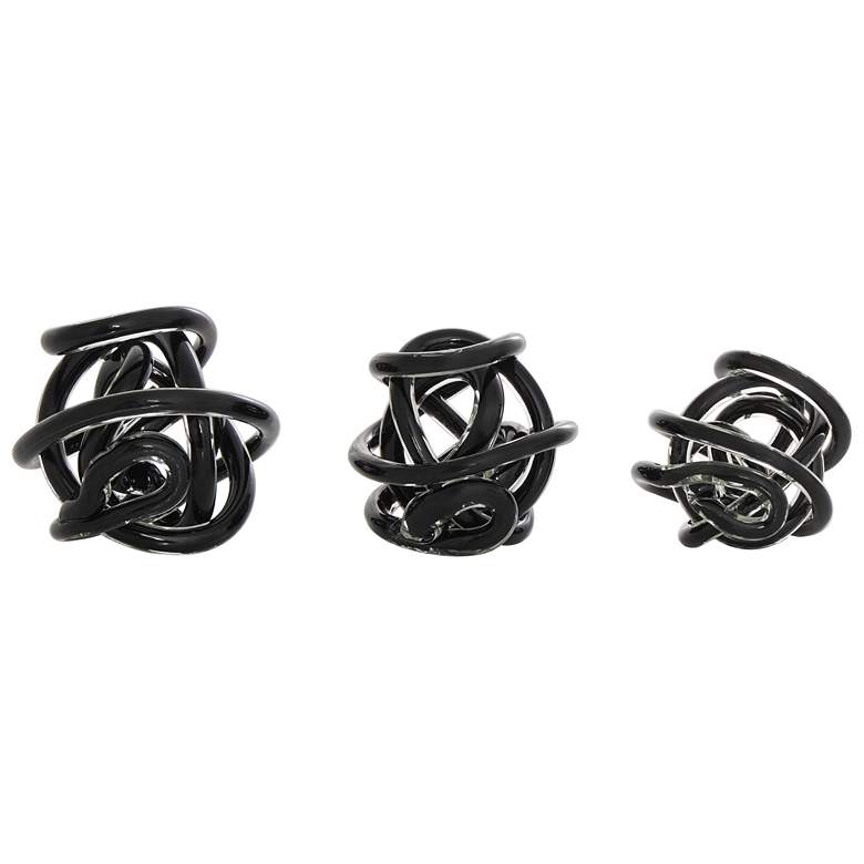 Image 1 Black Glass Modern Sculpture, S/3 5", 4", 4"W
