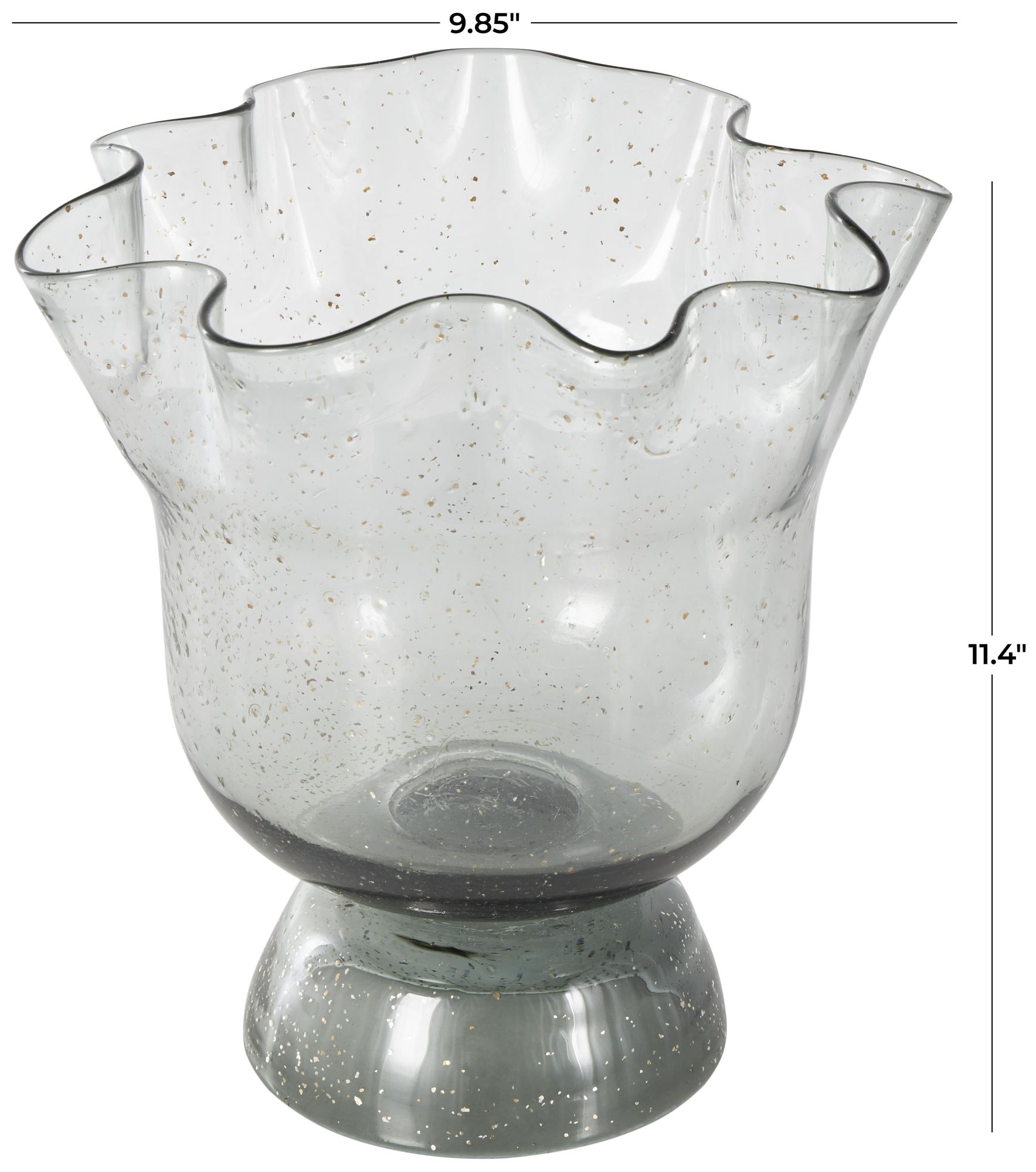 Image 7 Black Glass Modern Vase, 10" x 10" x 11" more views