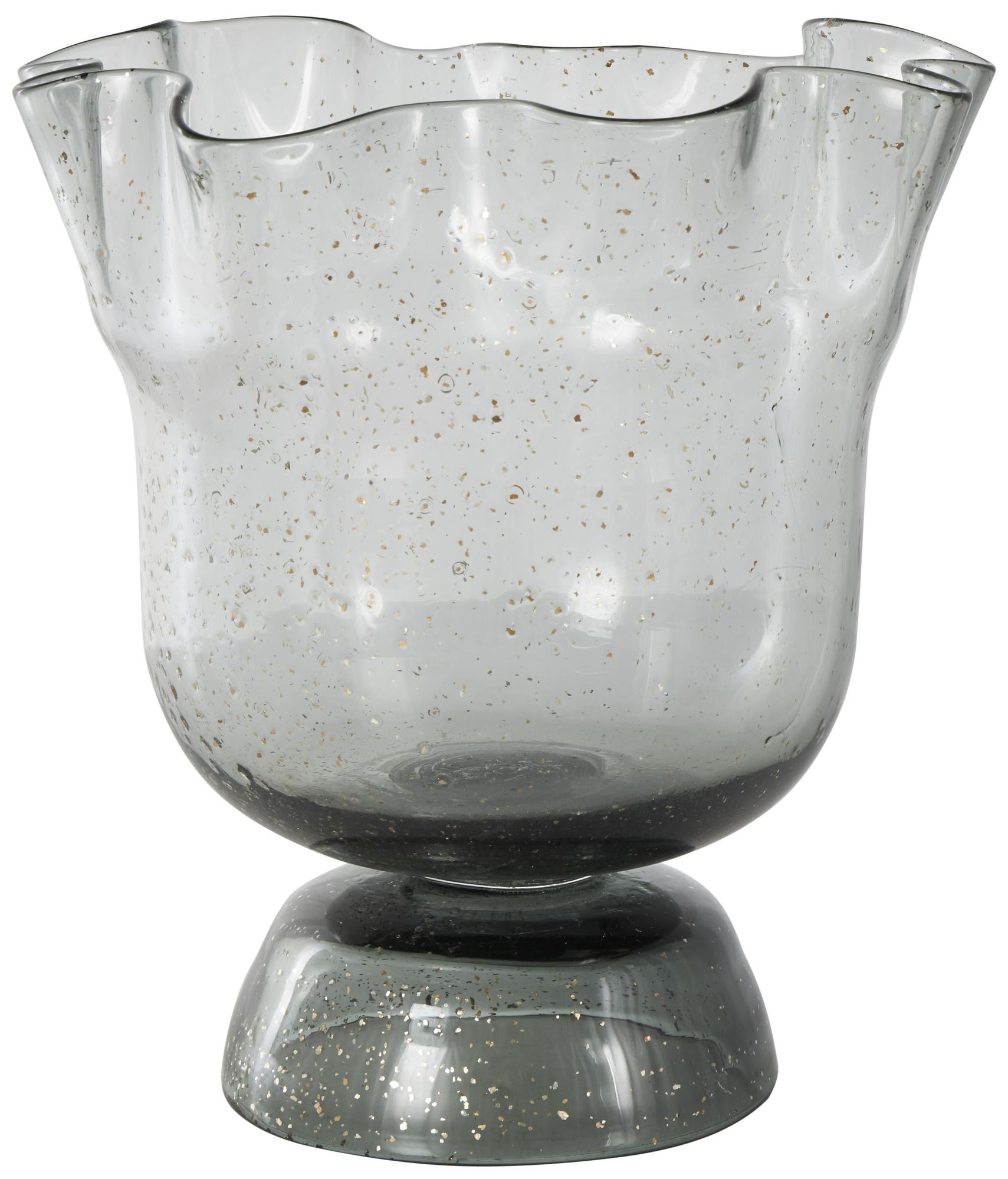 Black Glass Modern Vase, 10" x 10" x 11"