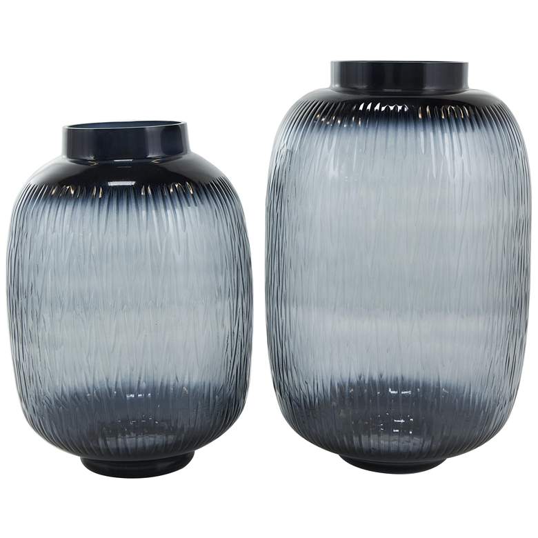 Image 1 Black Glass Modern Vase, S/2 13", 11"H
