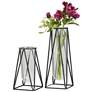 Black Glass Modern Vase, S/2 13", 9"H