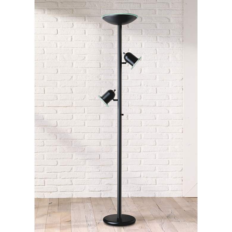 Image 1 Black Gloss 3-in-1&#174; Contemporary Torchiere Floor Lamp