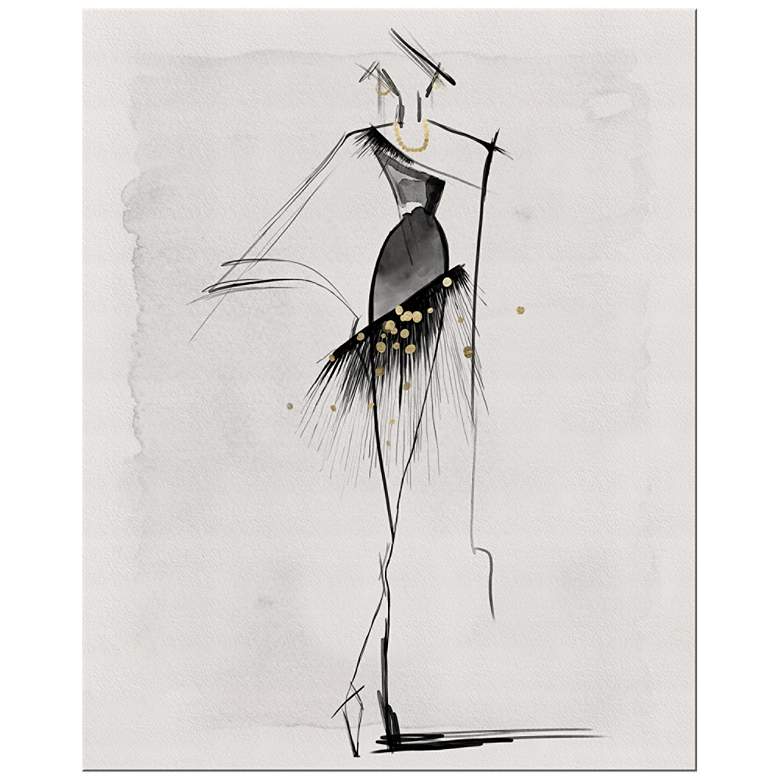 Image 1 Black Gown Sketch 20 inch High Rectangular Giclee Canvas Wall Art