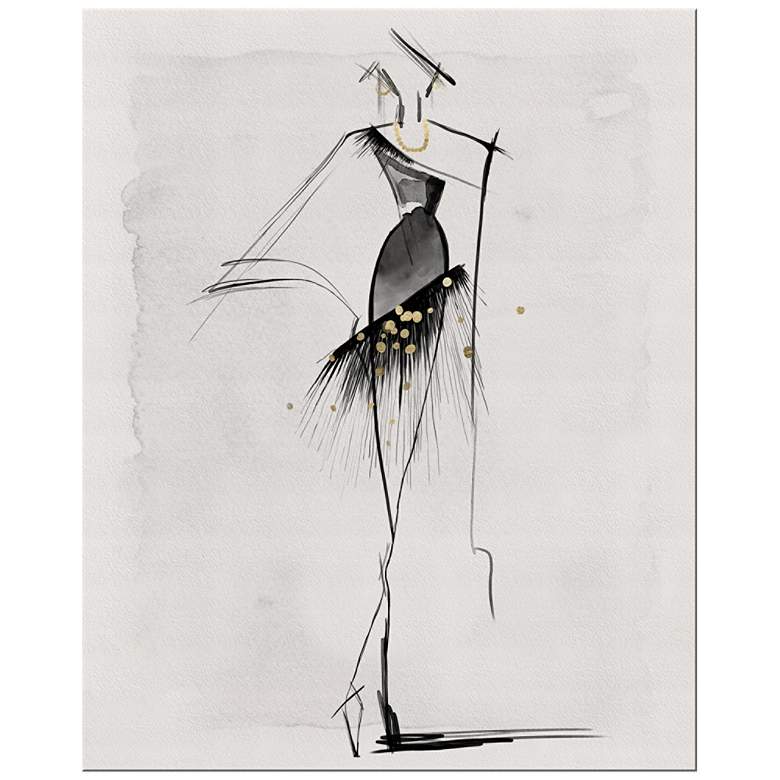 Image 1 Black Gown Sketch 20" High Rectangular Giclee Canvas Wall Art
