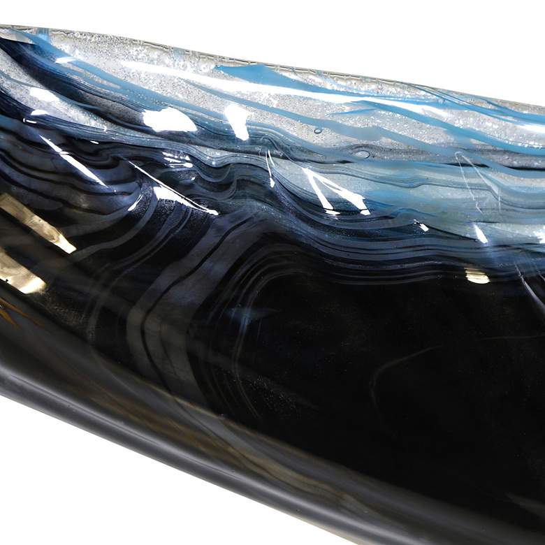 Image 2 Black Graniglia Aqua - Black And Blue Art Glass Elongated Candle more views