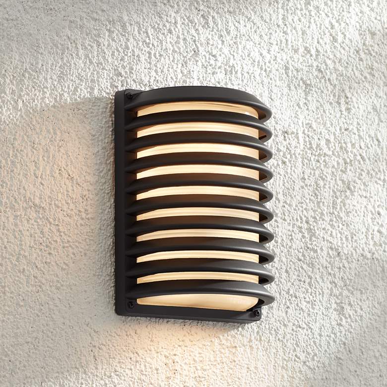 Image 7 Black Grid 10" High Modern Outdoor Wall Light more views