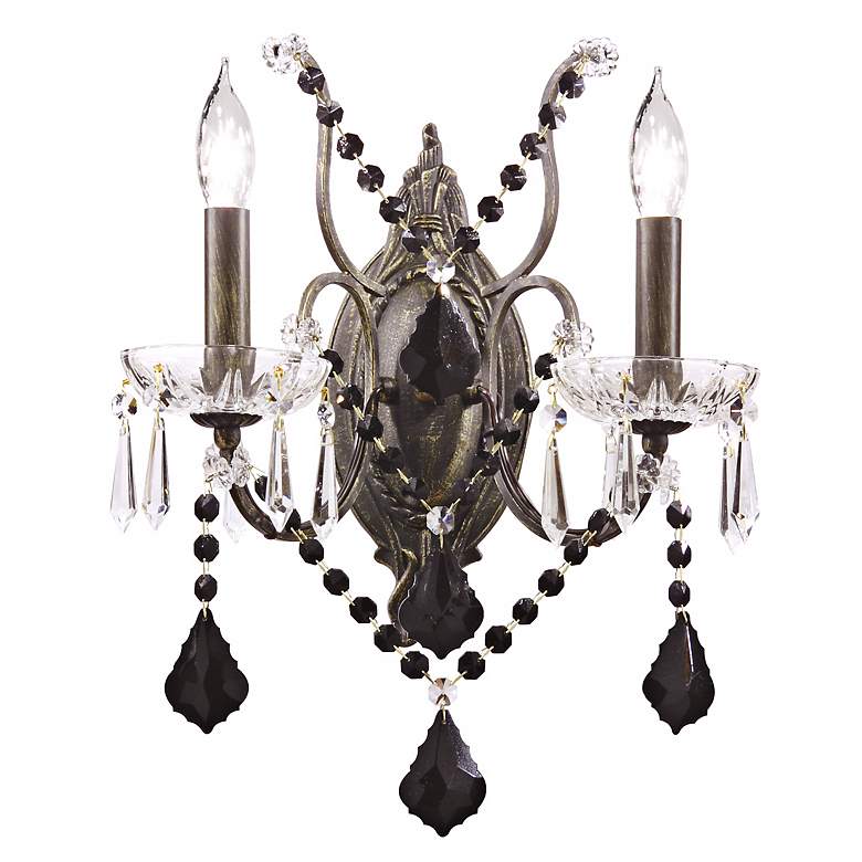 Image 1 Black Hand Cut Crystal Two Light Wall Sconce