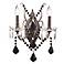 Black Hand Cut Crystal Two Light Wall Sconce