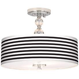 Image1 of Black Horizontal Stripe 16" Wide Semi-Flush Ceiling Light