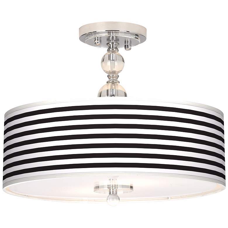 Image 1 Black Horizontal Stripe 16 inch Wide Semi-Flush Ceiling Light