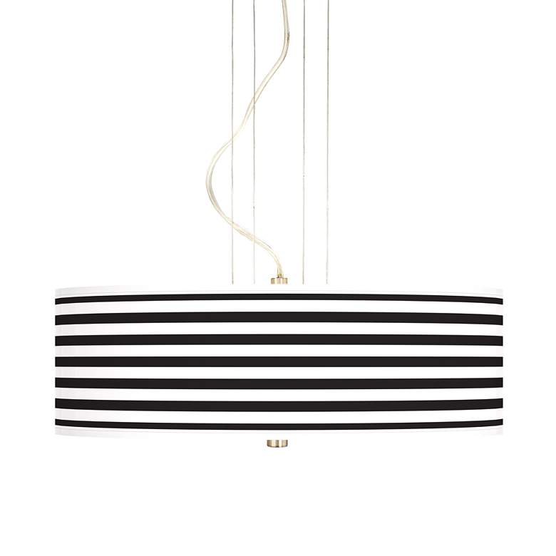 Image 1 Black Horizontal Stripe 20 inch Wide 3-Light Pendant Chandelier