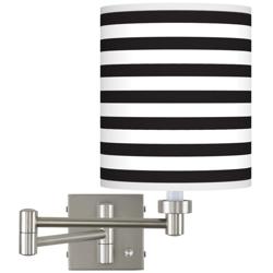 Black Horizontal Stripe Brushed Nickel Swing Arm Wall Lamp