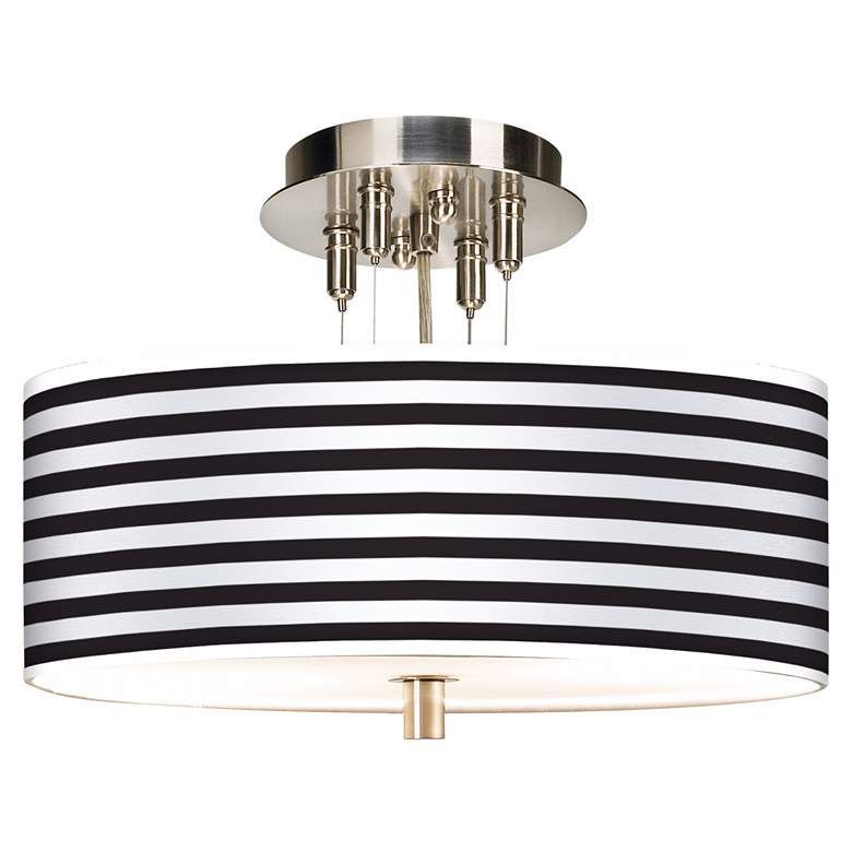 Image 1 Black Horizontal Stripe Giclee 14" Wide Ceiling Light