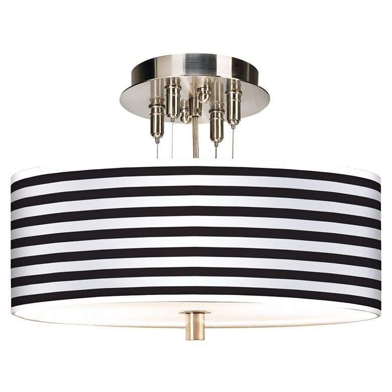 Image 1 Black Horizontal Stripe Giclee 14 inch Wide Ceiling Light