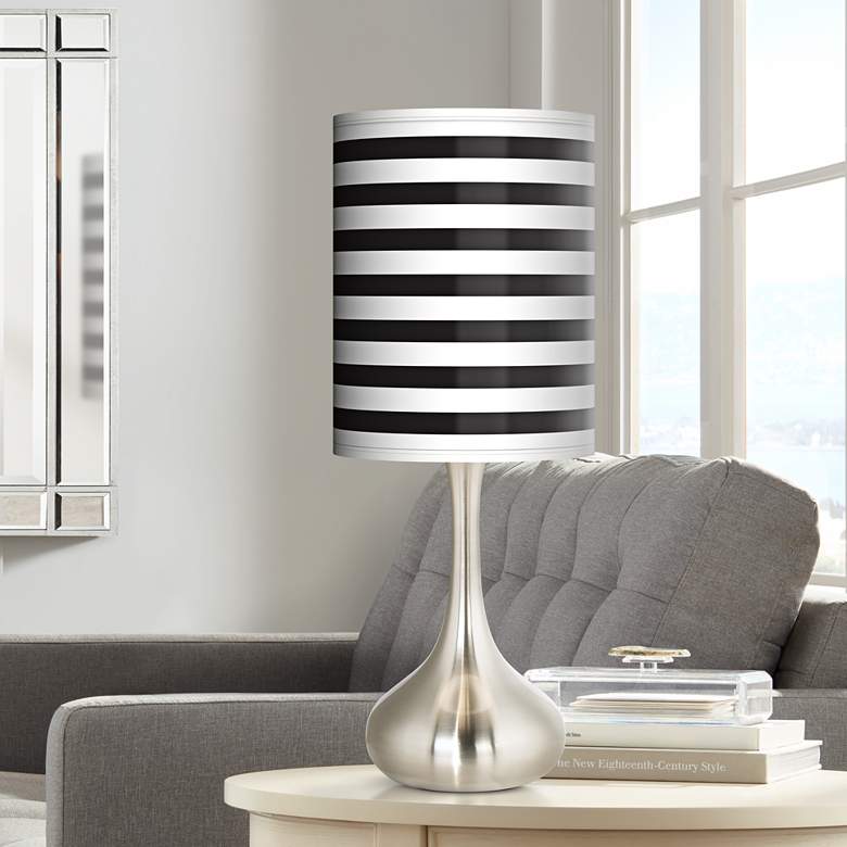 Image 1 Black Horizontal Stripe Giclee Modern Coastal Droplet Table Lamp