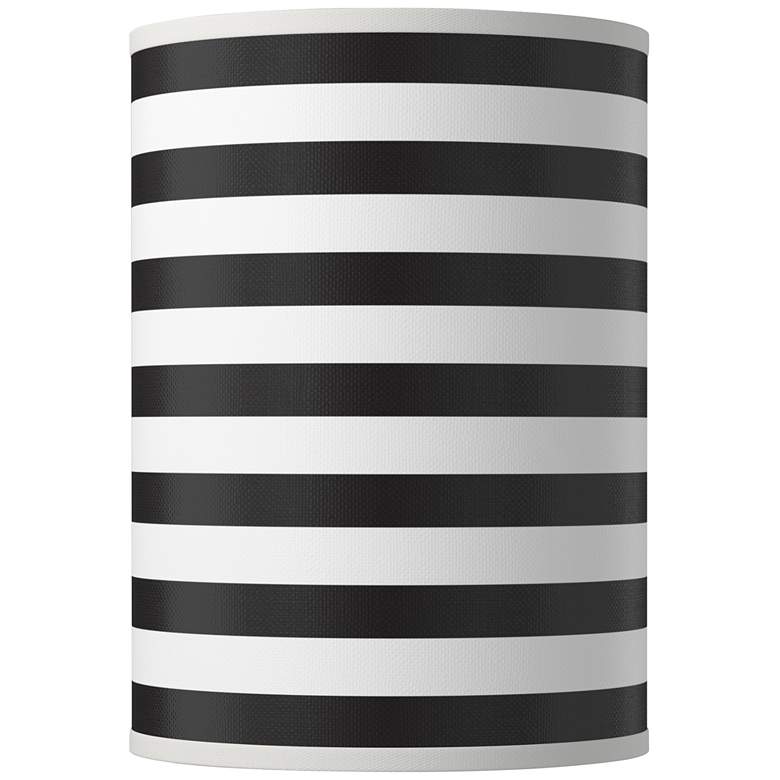 Image 1 Black Horizontal Stripe Giclee Round Cylinder Lamp Shade 8x8x11 (Spider)