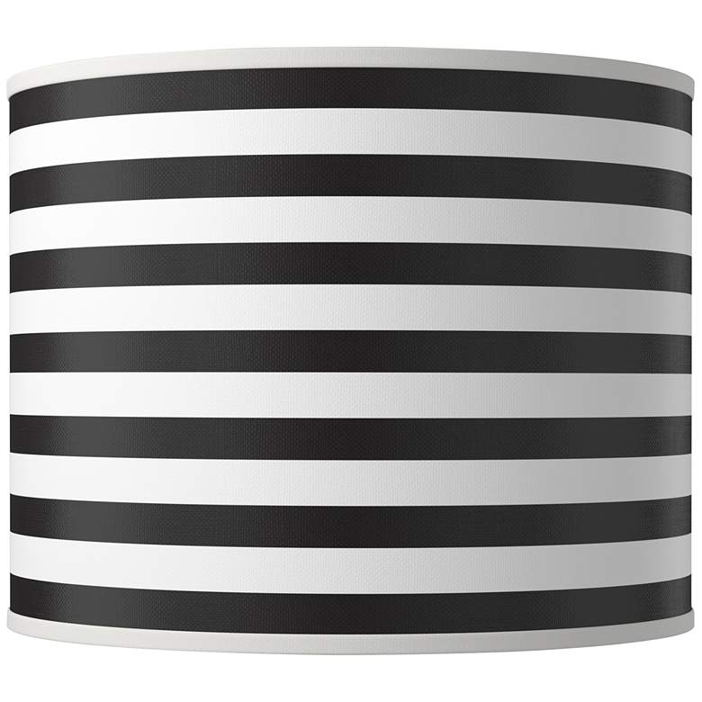 Image 1 Black Horizontal Stripe Giclee Round Drum Lamp Shade 14x14x11 (Spider)