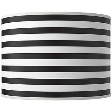 Black Horizontal Stripe Giclee Round Drum Lamp Shade 15.5x15.5x11 (Spider)
