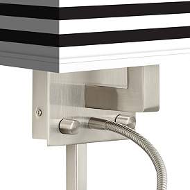 Image2 of Black Horizontal Stripe LED Reading Light Plug-In Sconce more views