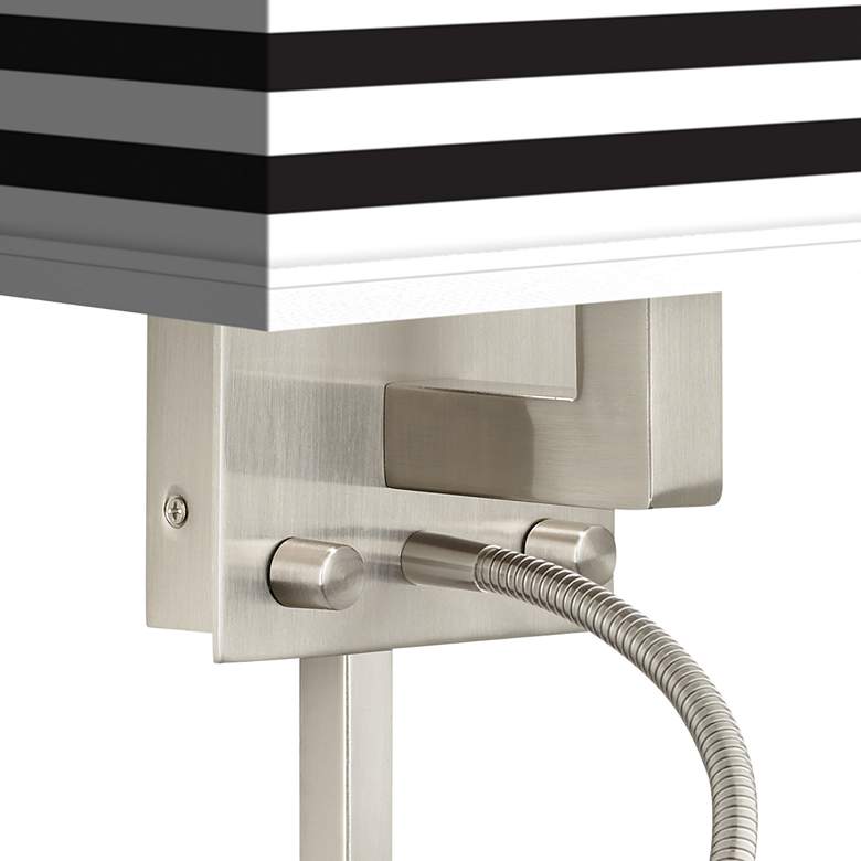 Image 2 Black Horizontal Stripe LED Reading Light Plug-In Sconce more views