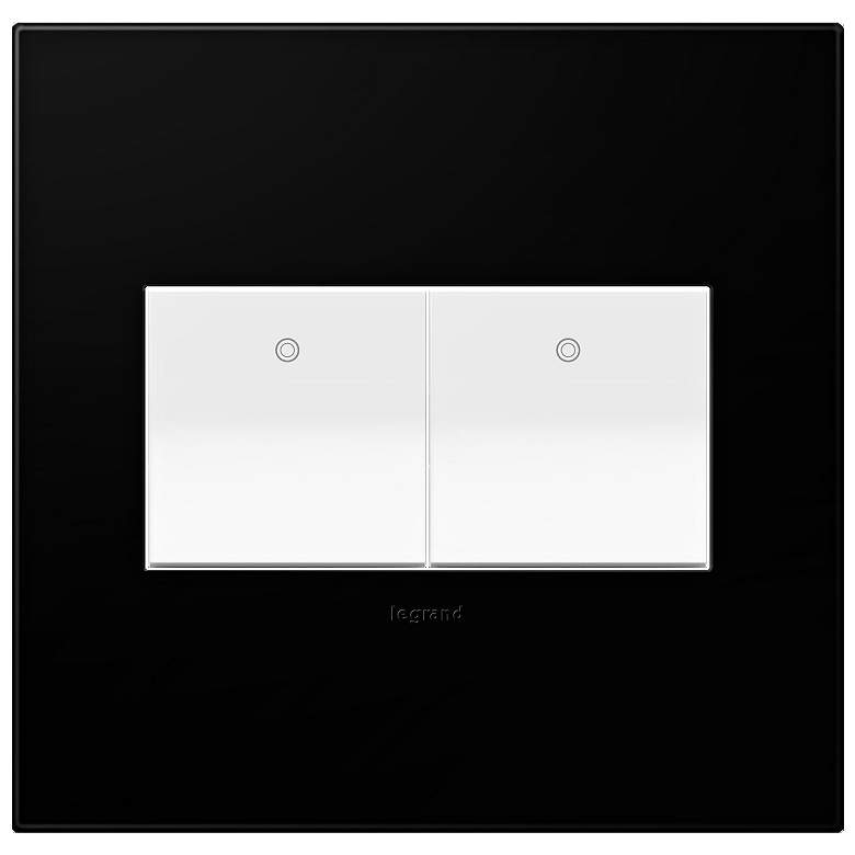 Image 1 Black Ink 2-Gang Wall Plate with 2 x Paddle Switches