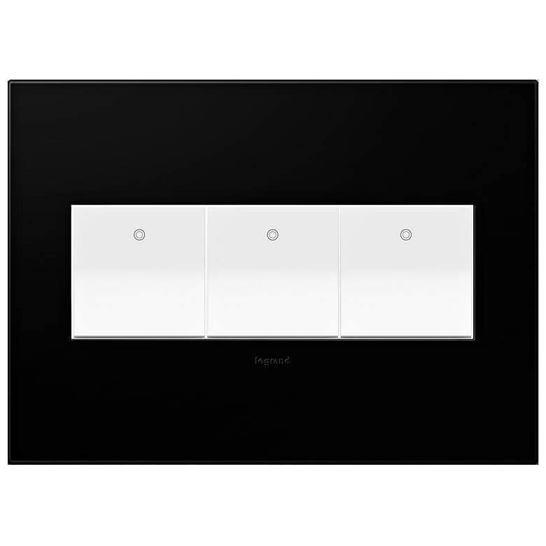 Image 1 Black Ink 3-Gang Wall Plate with 3 x Paddle Switches