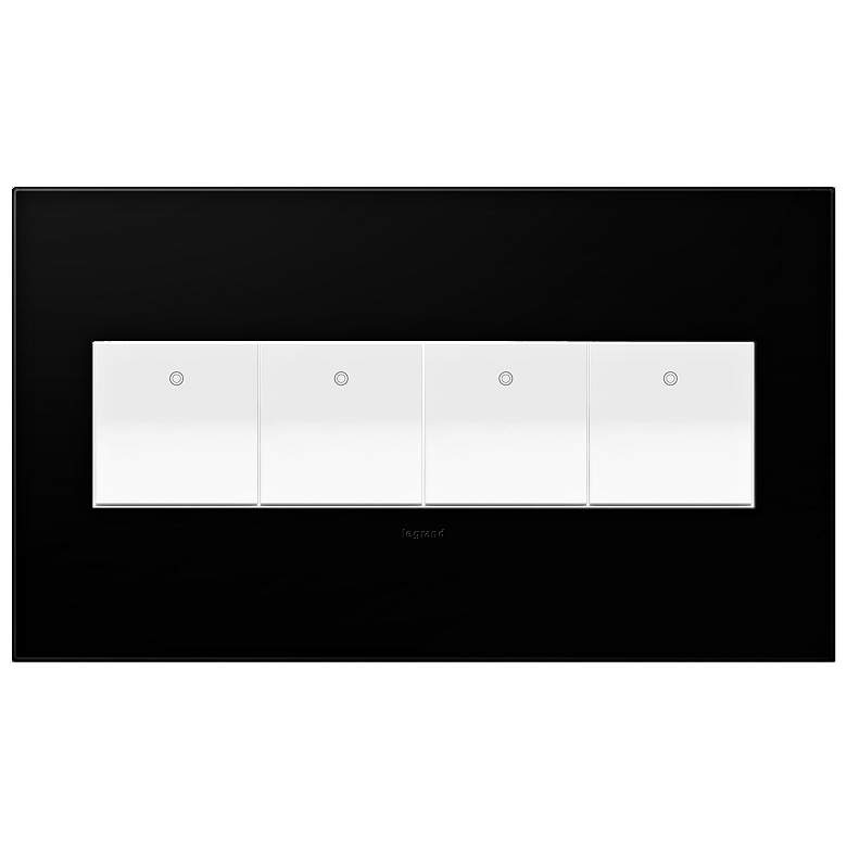 Image 1 Black Ink 4-Gang Wall Plate with 4 x Paddle Switches