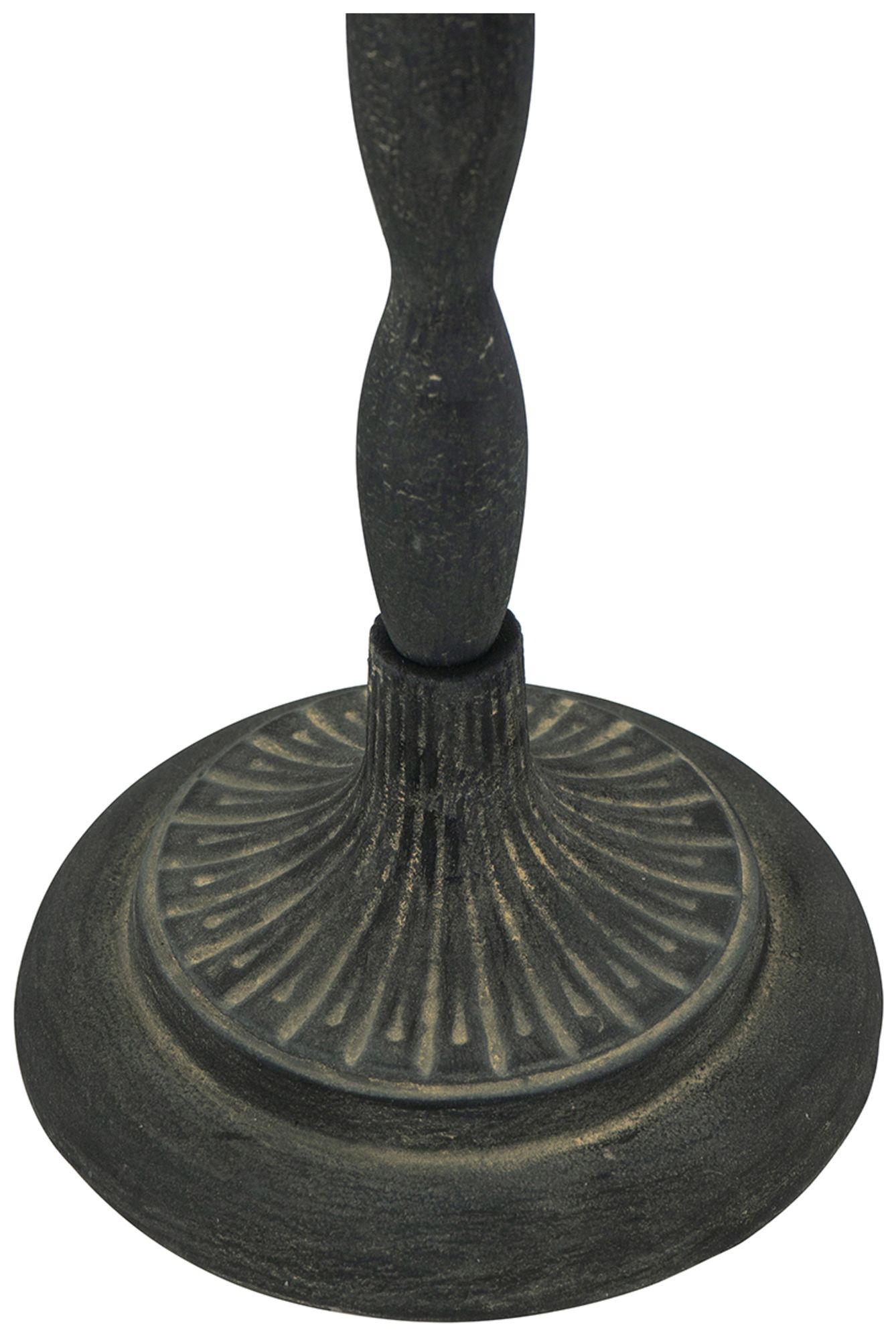 Image 5 Black Iron Side Table w/ Scalloped Brown Wooden Top more views