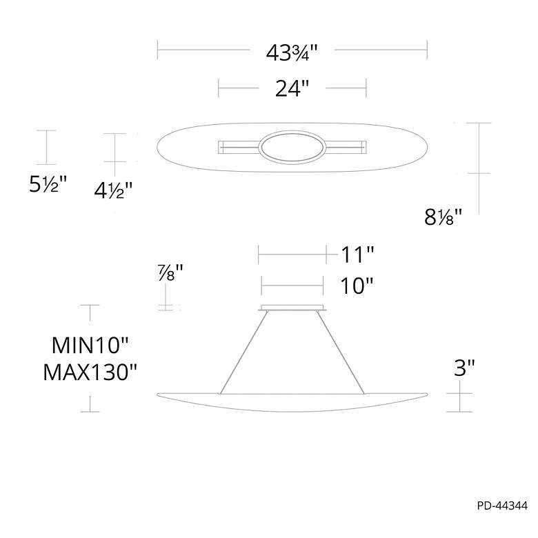 Image 4 Black Jack 3"H x 43.75"W 1-Light Linear Pendant in Black more views