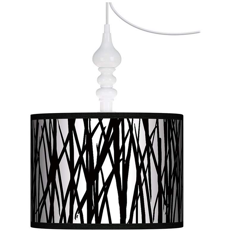 Image 1 Black Jagged Stripes 13 1/2 inch Wide White Swag Chandelier