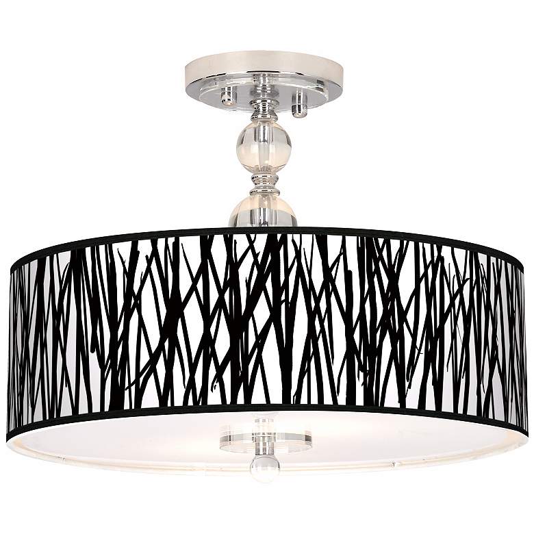 Image 1 Black Jagged Stripes 16" Wide Semi-Flush Ceiling Light