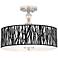 Black Jagged Stripes 16" Wide Semi-Flush Ceiling Light