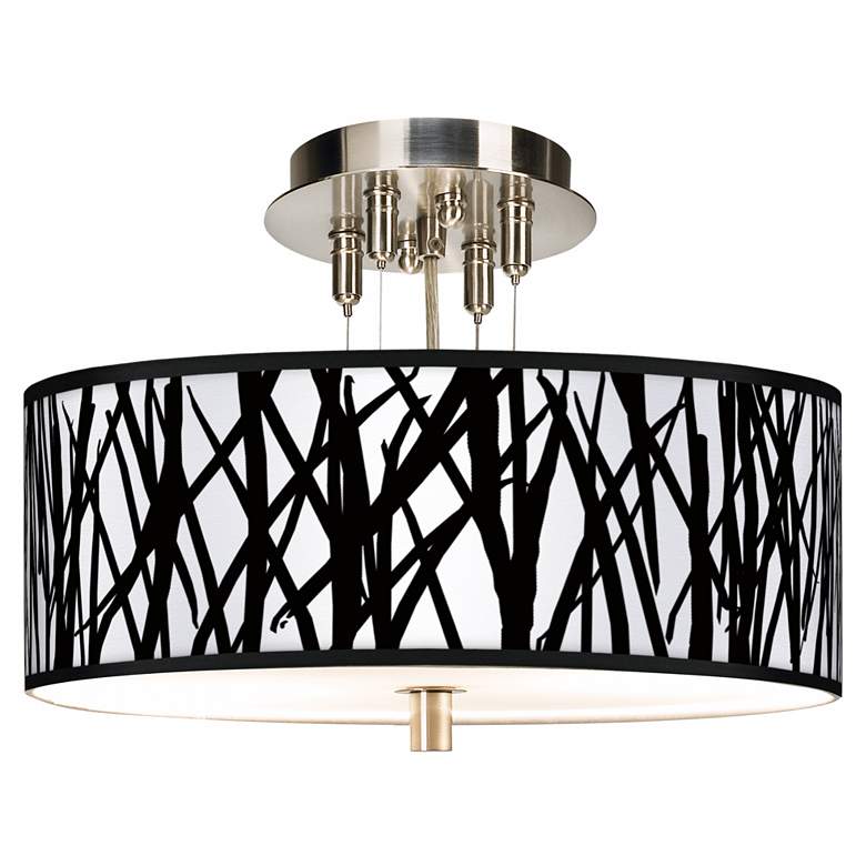Image 1 Black Jagged Stripes Giclee 14" Wide Ceiling Light