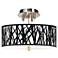 Black Jagged Stripes Giclee 14" Wide Ceiling Light