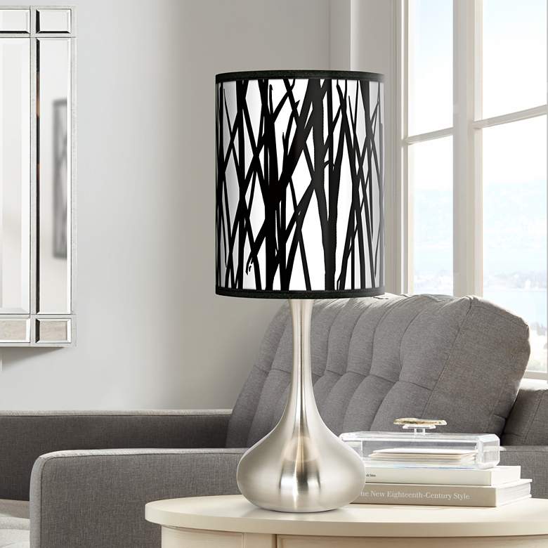 Image 1 Black Jagged Stripes Giclee Droplet Table Lamp