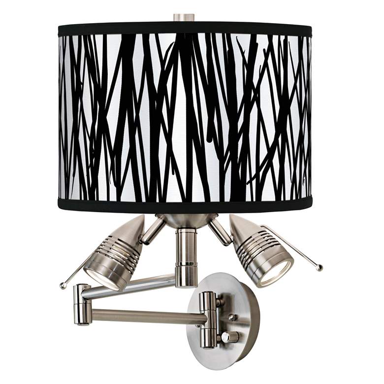 Image 1 Black Jagged Stripes Giclee Plug-In Swing Arm Wall Lamp