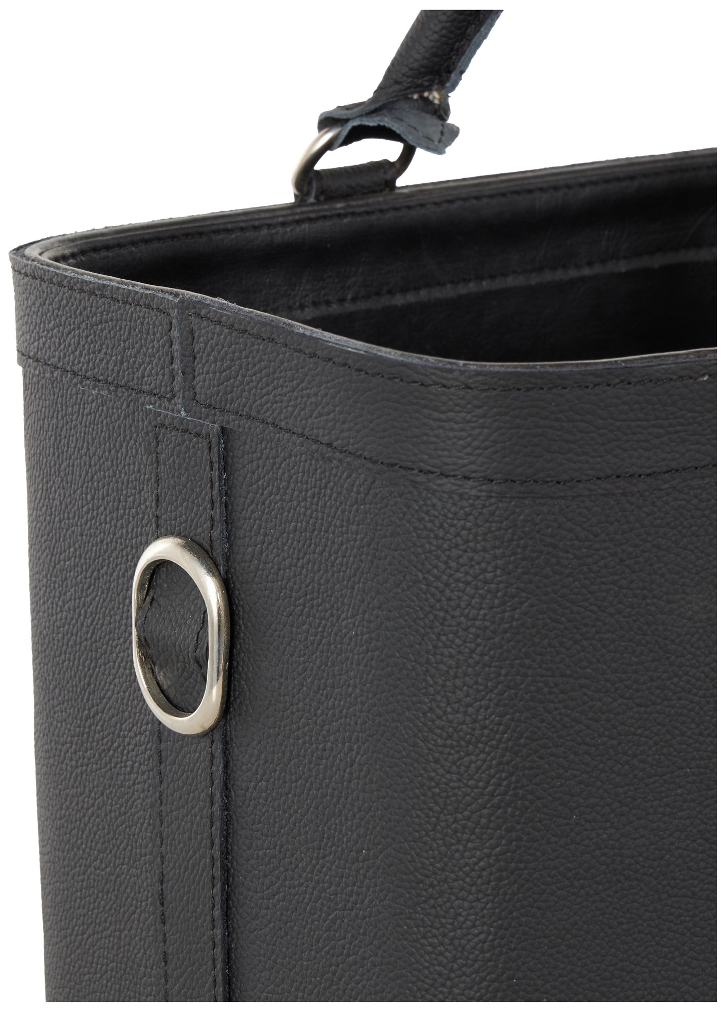 Image 3 Black Leather Modern Magazine Holder, 15" x 9" x 17" more views