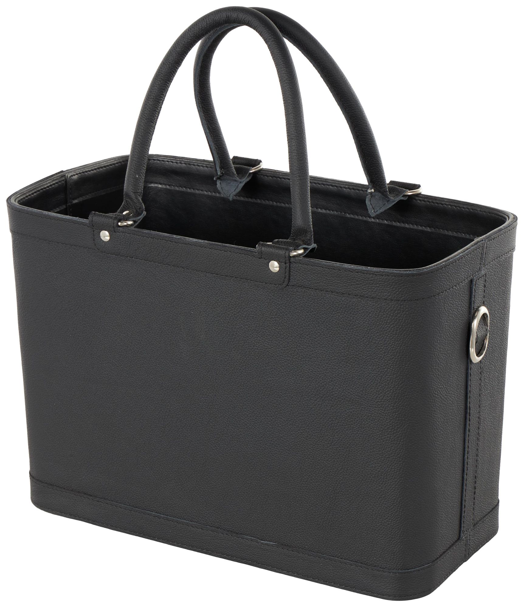 Image 5 Black Leather Modern Magazine Holder, 15" x 9" x 17" more views