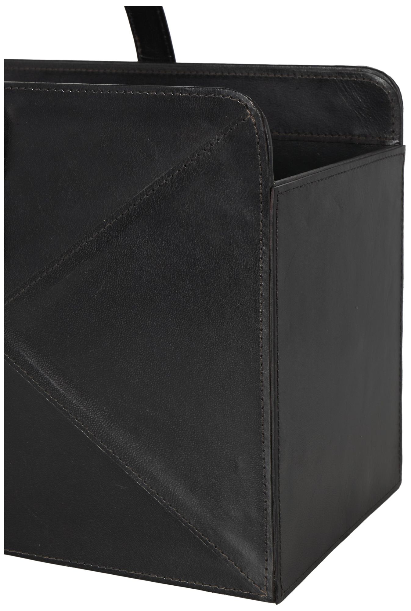 Image 4 Black Leather Modern Magazine Holder, 16" x 11" x 17" more views