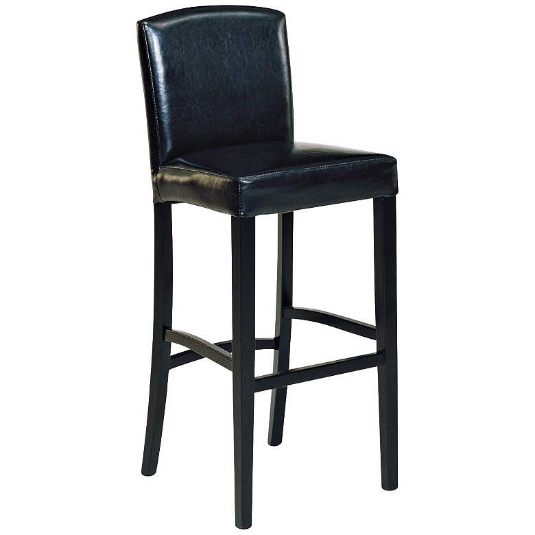 Image 1 Black Leather with Back 30 inch High Bar Stool