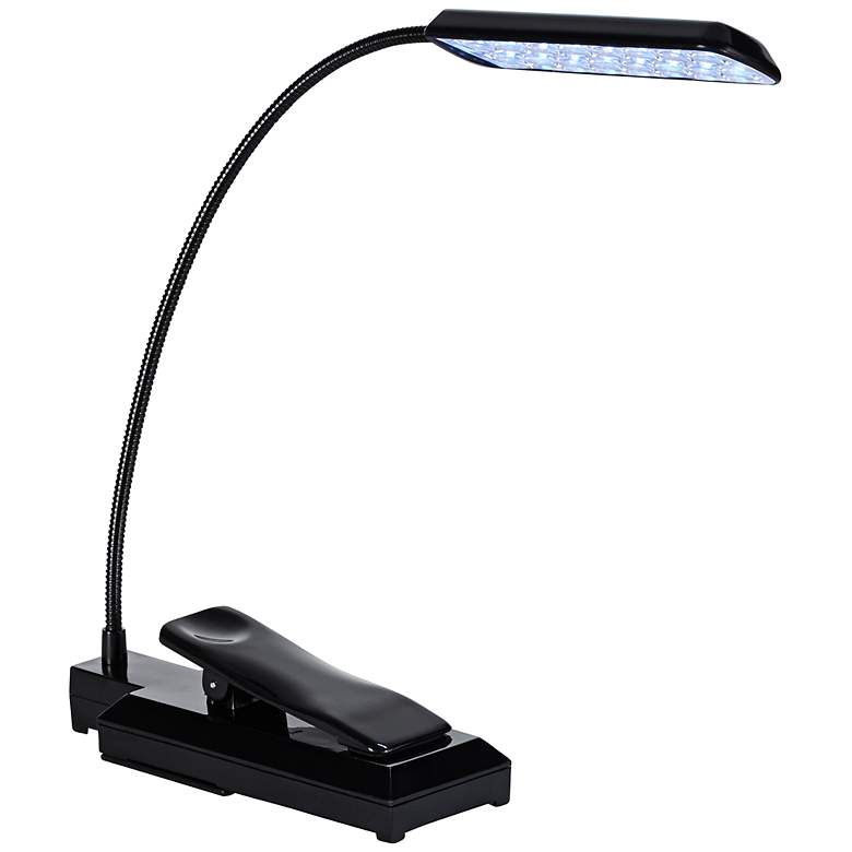 Image 1 Black LED Battery Powered Clip-On Gooseneck Book Light