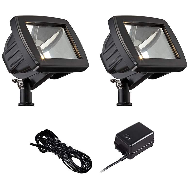 Image 1 Black LED Flood Light Landscape Kit