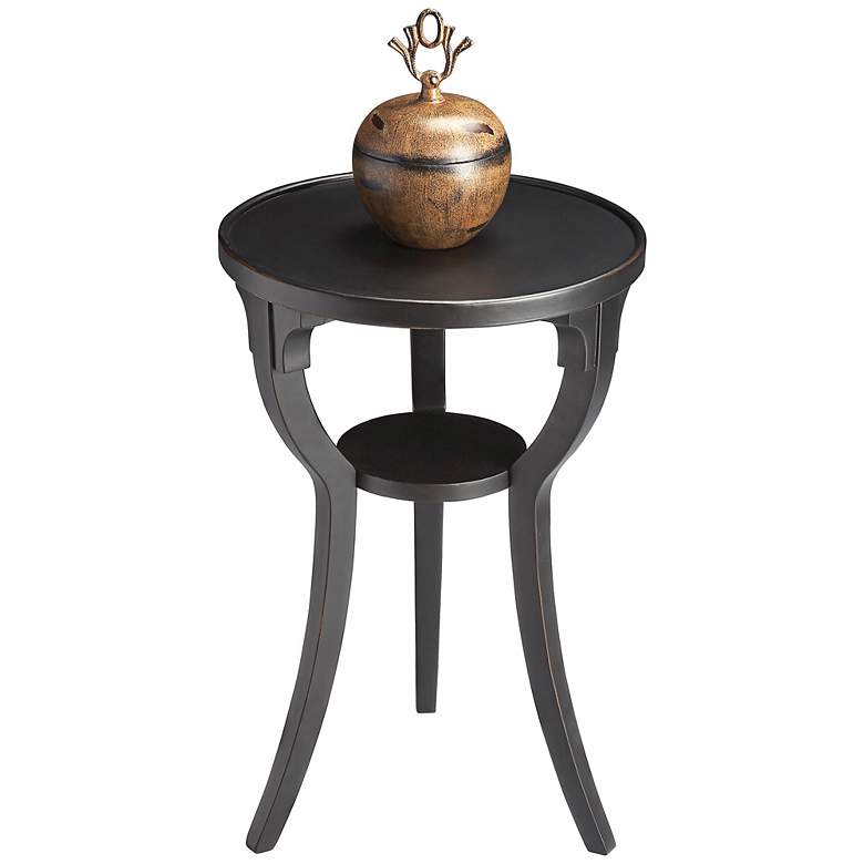 Image 1 Black Licorice Wood Round Accent Table