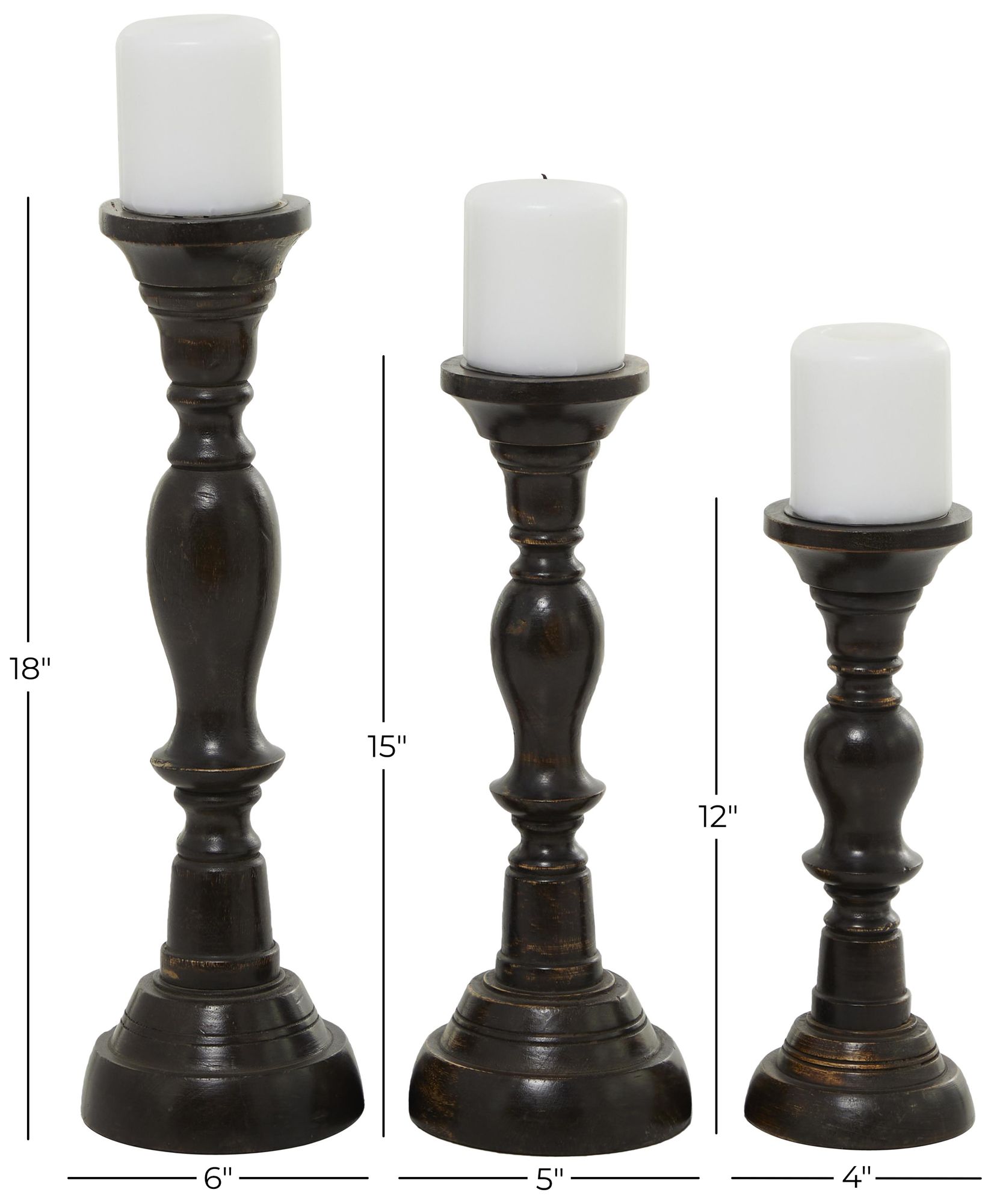 Image 7 Black Mango Wood Farmhouse Candle Holder more views