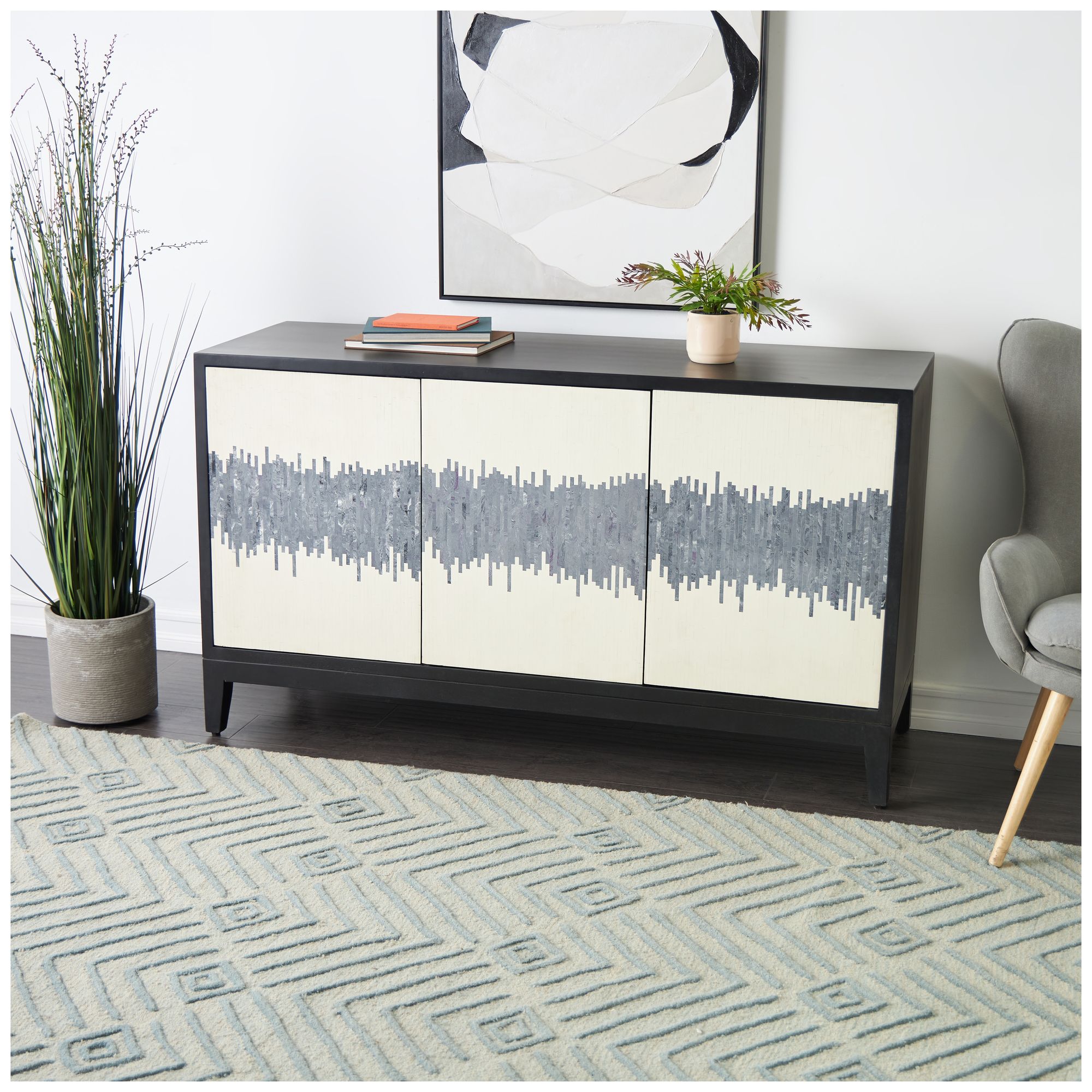 Image 4 Black Mango Wood Modern Sideboard, 60" x 20" x 35" more views