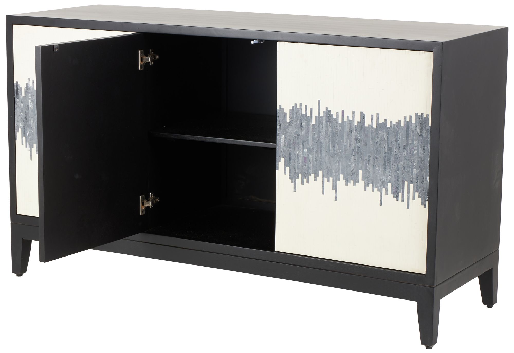 Black Mango Wood Modern Sideboard, 60" x 20" x 35"